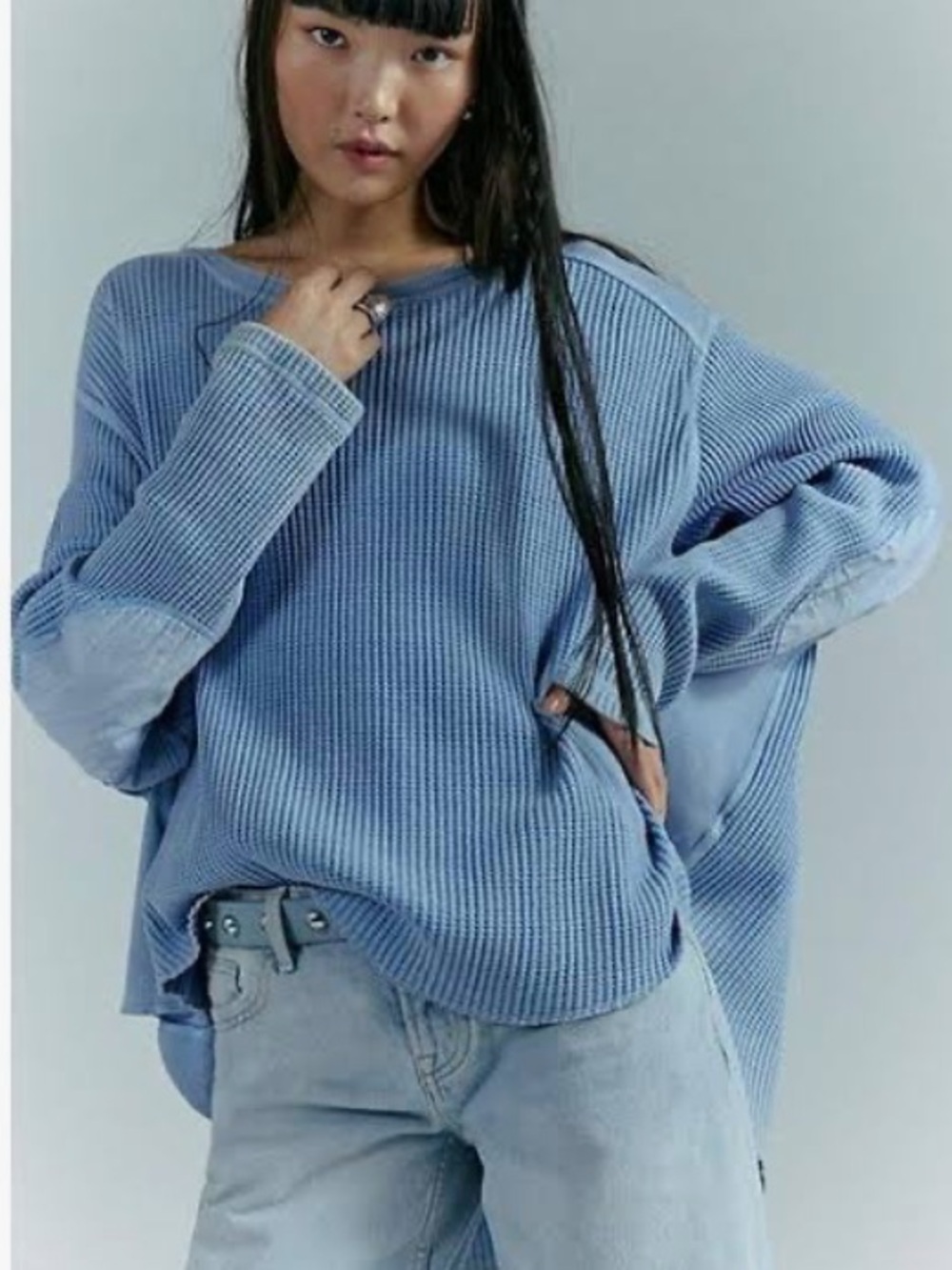 NWT Free People One Blake Thermal-Cornflower Blue
